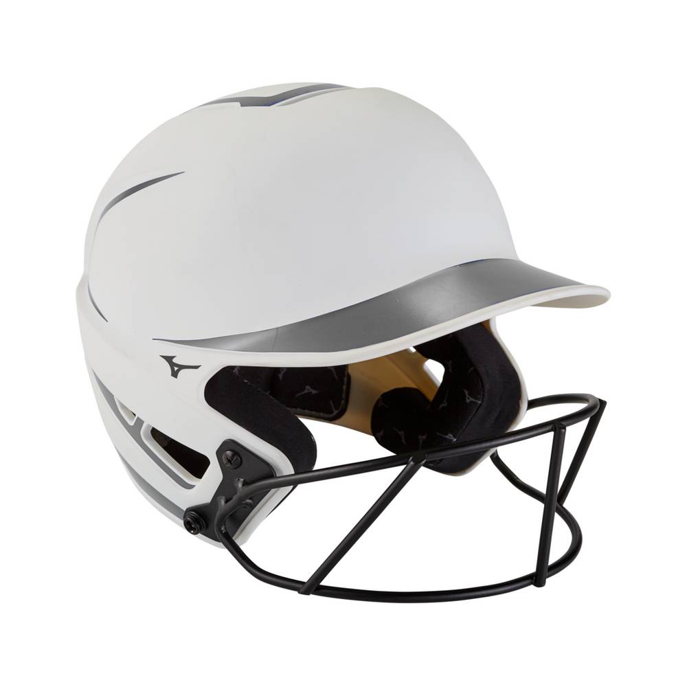 Capacete Mizuno F6 Fastpitch Softball Batting - Mulher - Branco/Cinzentas - JSAZF5738